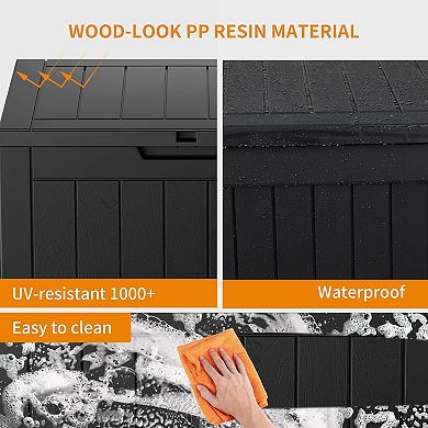 EFU 31 Gallon Weatherproof Deck Box, Lockable Resin Storage Container with Handles, 230 lbs Capacity