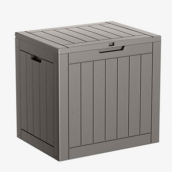 EFU 31 Gallon Weatherproof Deck Box, Lockable Resin Storage Container with Handles, 230 lbs Capacity