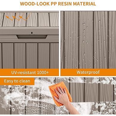 EFU 45 Gallon Weatherproof Deck Box, Lockable Resin Storage Container with Handles