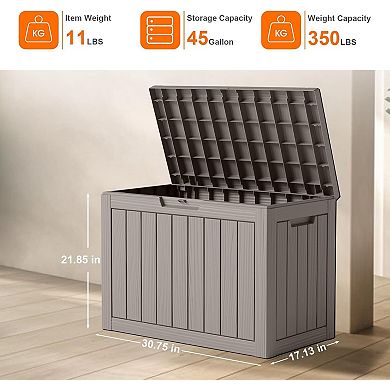 EFU 45 Gallon Weatherproof Deck Box, Lockable Resin Storage Container with Handles