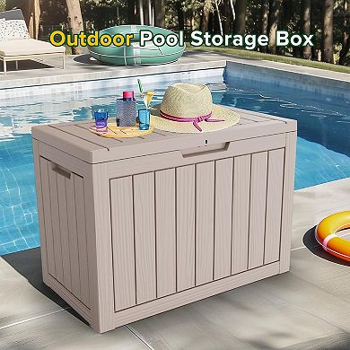 EFU 45 Gallon Weatherproof Deck Box, Lockable Resin Storage Container with Handles