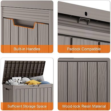 EFU 45 Gallon Weatherproof Deck Box, Lockable Resin Storage Container with Handles