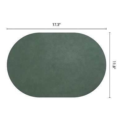 Faux Leather Oval Placemats for Kitchen Dining Table Decor Heat Resistant Table Mat 17.3x11.8 Inch