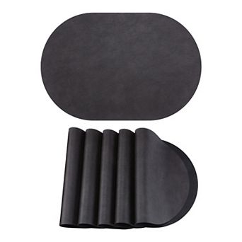 Faux Leather Oval Placemats for Kitchen Dining Table Decor Heat Resistant Table Mat 17.3x11.8 Inch