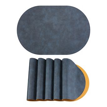 Faux Leather Oval Placemats for Kitchen Dining Table Decor Heat Resistant Table Mat 17.3x11.8 Inch