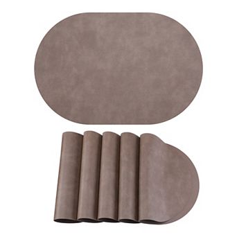 Faux Leather Oval Placemats for Kitchen Dining Table Decor Heat Resistant Table Mat 17.3x11.8 Inch