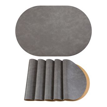 Faux Leather Oval Placemats for Kitchen Dining Table Decor Heat Resistant Table Mat 17.3x11.8 Inch