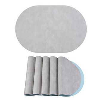 Faux Leather Oval Placemats for Kitchen Dining Table Decor Heat Resistant Table Mat 17.3x11.8 Inch