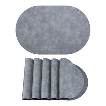 Faux Leather Oval Placemats for Kitchen Dining Table Decor Heat Resistant Table Mat 17.3x11.8 Inch