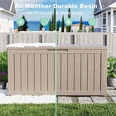 EFU 85 Gallon Weatherproof Deck Box with Hydraulic Rods, Lockable Resin Storage