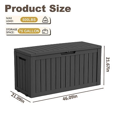 EFU 75 Gallon Weatherproof Deck Box with Wheels, Lockable Resin Storage Container
