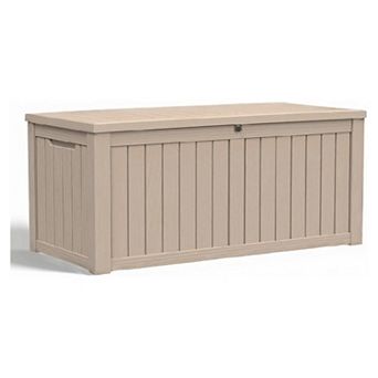 EFU 120 Gallon Weatherproof Deck Box with Hydraulic Rods, Lockable Resin Storage