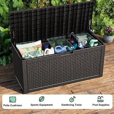EFU 100 Gallon Weatherproof Deck Box, Lockable Resin Storage Container