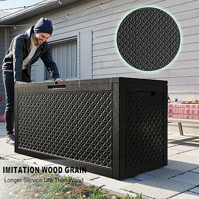 EFU 100 Gallon Weatherproof Deck Box, Lockable Resin Storage Container