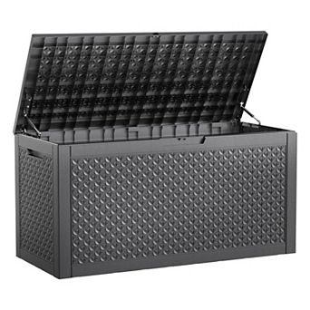 EFU 100 Gallon Weatherproof Deck Box, Lockable Resin Storage Container