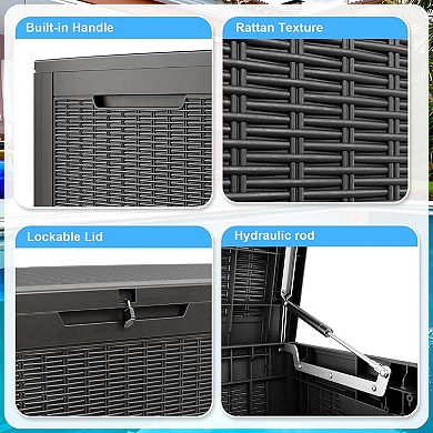 EFU 100 Gallon Weatherproof Deck Box, Lockable Resin Storage Container