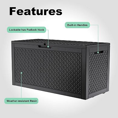 EFU 100 Gallon Weatherproof Deck Box, Lockable Resin Storage Container