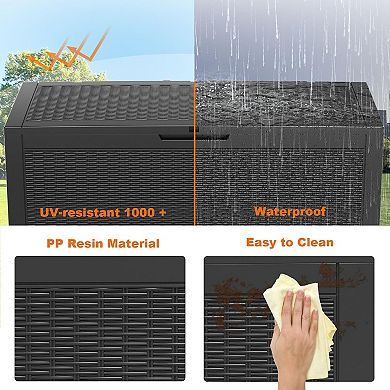 EFU 100 Gallon Weatherproof Deck Box, Lockable Resin Storage Container