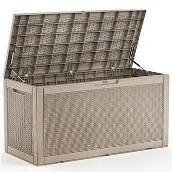 EFU 100 Gallon Weatherproof Deck Box, Lockable Resin Storage Container