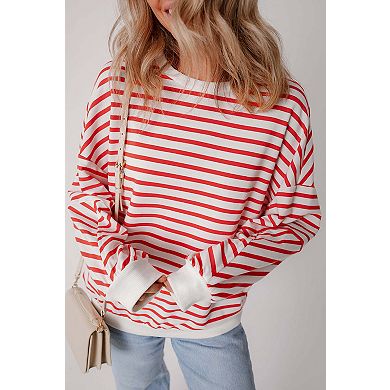 Drop Shoulder Crew Neck Loose Sweatshirt