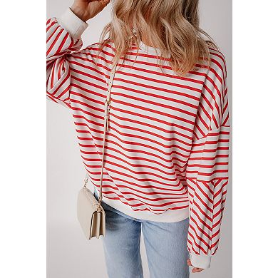 Drop Shoulder Crew Neck Loose Sweatshirt