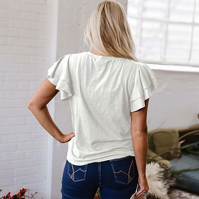 Layered Ruffle Short Sleeve Round Neck Top