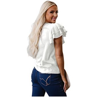 Layered Ruffle Short Sleeve Round Neck Top