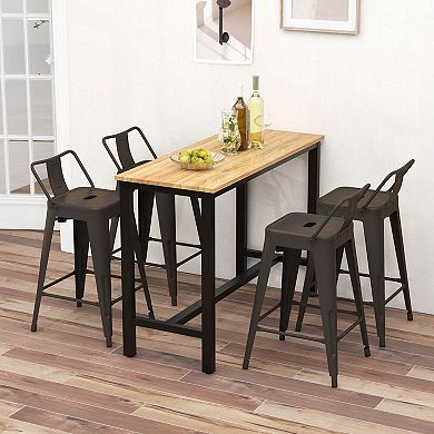 Costway Set of 4 Low Metal Counter Stool 24" Seat Height Bar Stools Removable Backrest