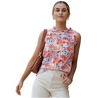 Floral Pattern Bubble Sleeve Blouse