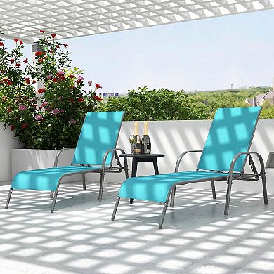 Costway Patio Lounge Chair Chaise with Adjustable Reclining Armrest