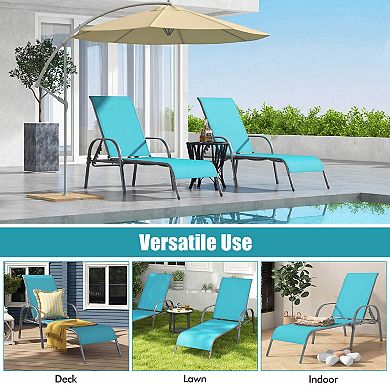 Costway Patio Lounge Chair Chaise with Adjustable Reclining Armrest