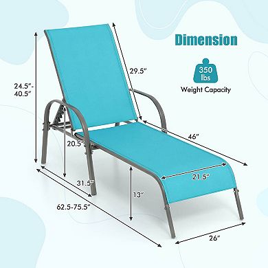 Costway Patio Lounge Chair Chaise with Adjustable Reclining Armrest