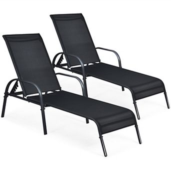 Costway Patio Lounge Chair Chaise with Adjustable Reclining Armrest