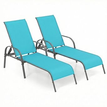 Costway Patio Lounge Chair Chaise with Adjustable Reclining Armrest