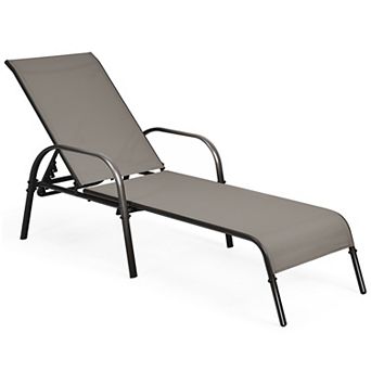 Costway Patio Lounge Chair Chaise with Adjustable Reclining Armrest