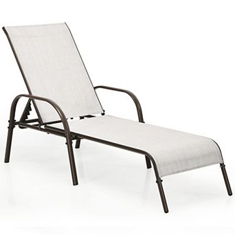 Costway Patio Lounge Chair Chaise with Adjustable Reclining Armrest