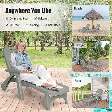 Costway Folding Chaise Lounge Chair 5-Position Adjustable Recliner
