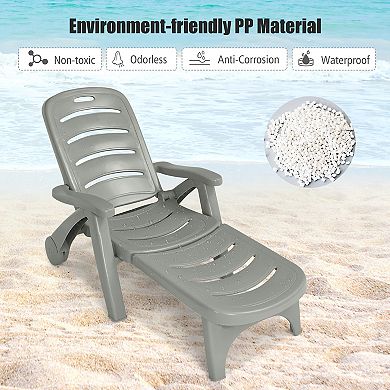 Costway Folding Chaise Lounge Chair 5-Position Adjustable Recliner