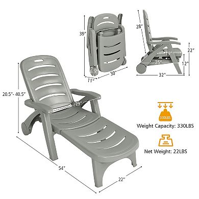Costway Folding Chaise Lounge Chair 5-Position Adjustable Recliner