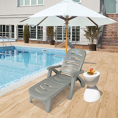 Costway Folding Chaise Lounge Chair 5-Position Adjustable Recliner