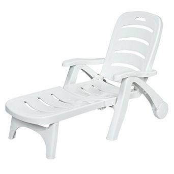 Costway Folding Chaise Lounge Chair 5-Position Adjustable Recliner