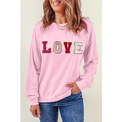 Valentine LOVE Chenille Embroidered Sweatshirt