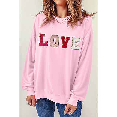 Valentine LOVE Chenille Embroidered Sweatshirt