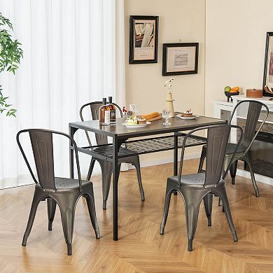 Costway Set of 4 Dining Side Chair Stackable Bistro Cafe Metal Stool Gunmetal