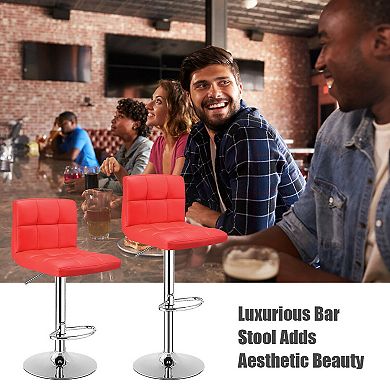 Costway Set of 2 Bar Stools Adjustable Swivel Kitchen Counter Bar Chair