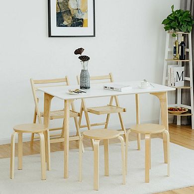Costway Set of 4 18" Stacking Stool Round Dining Chair Backless Wood Home Decor
