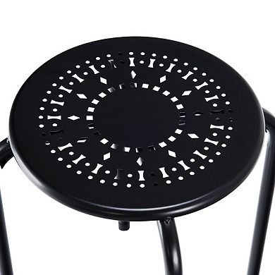 Costway Set of 6 Stackable Metal Stool Set Daisy Backless Round Top Kitchen