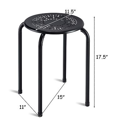 Costway Set of 6 Stackable Metal Stool Set Daisy Backless Round Top Kitchen