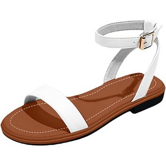 Women's Ankle Strap Flat Sandals Open Toe Adjustable Buckle Casual Summer Dress Shoes