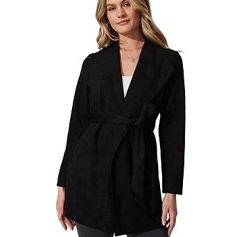 Women's Fashion Long Sweater Jackets Classic Lapel Suede Tops with Waist Tie Stylish Vintage Tops
